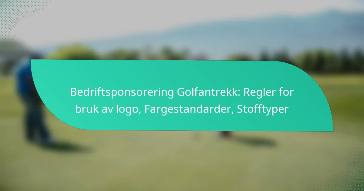 Bedriftsponsorering Golfantrekk: Regler for bruk av logo, Fargestandarder, Stofftyper