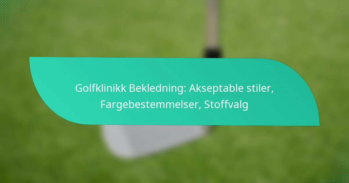 Golfklinikk Bekledning: Akseptable stiler, Fargebestemmelser, Stoffvalg